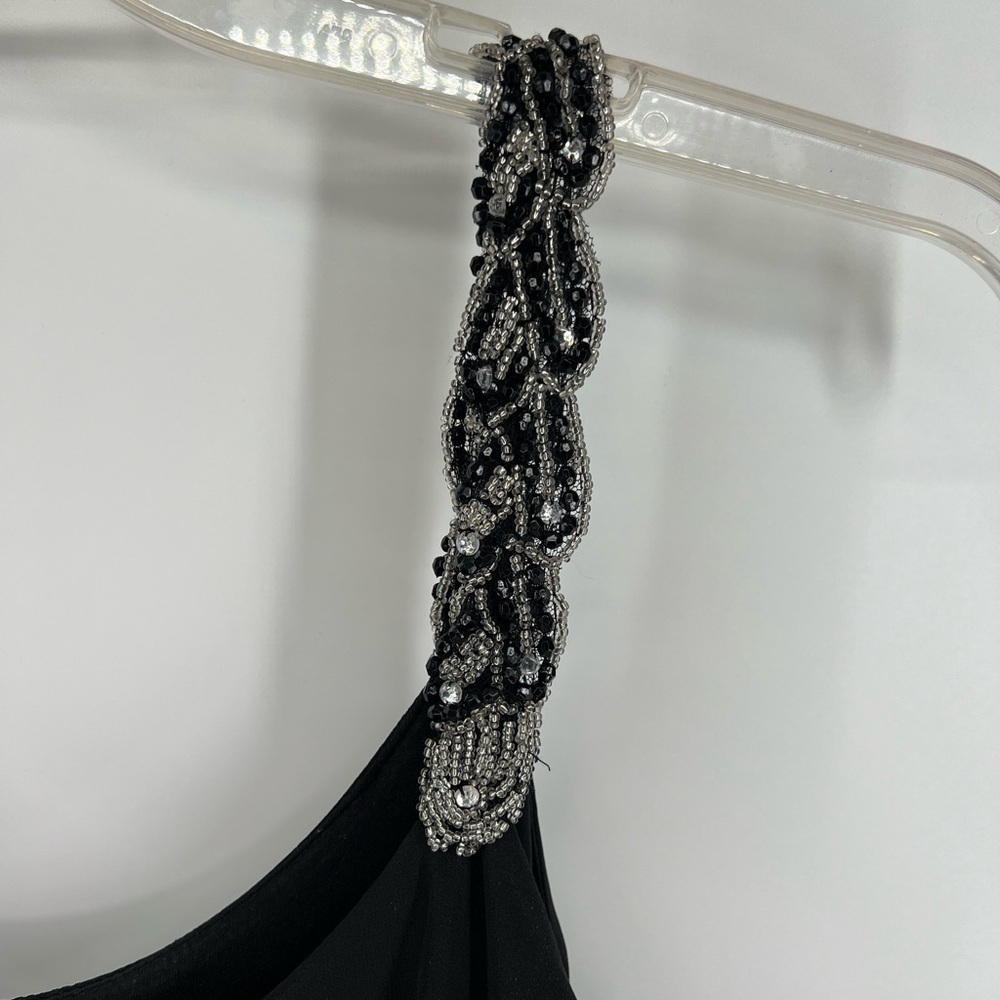 Jodi Kristopher black cocktail mini dress style Estilo silver sequin straps M - Picture 5 of 11